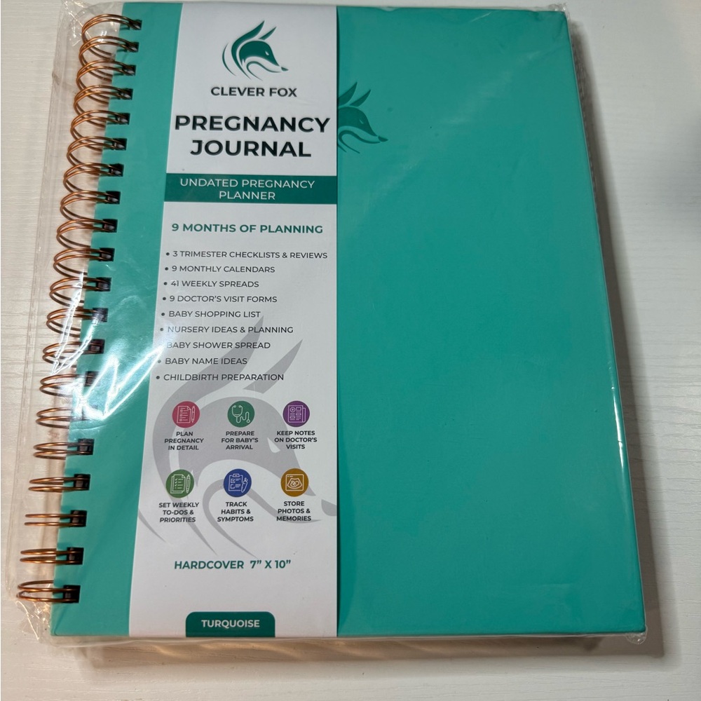 Clever Fox Pregnancy Journal in Turquoise